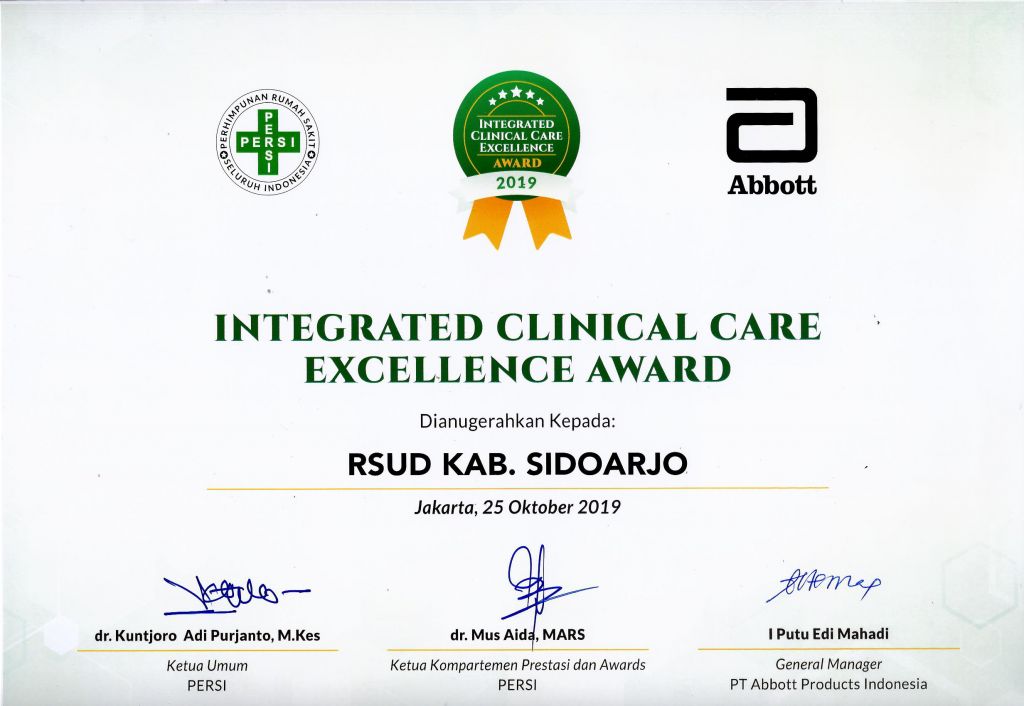 Penghargaan 3 terbaik Integrated Clinical Care Excellent Award Persi 2019