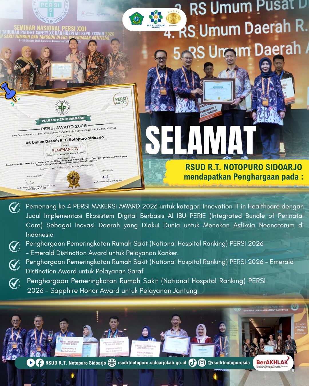 RSUD R.T. Notopuro Sidoarjo mendapatkan penghargaan ...